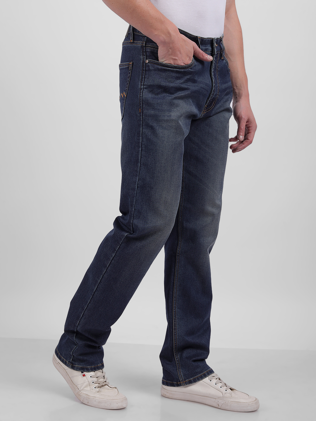 Numero Uno Men Faded Dark Blue Jeans